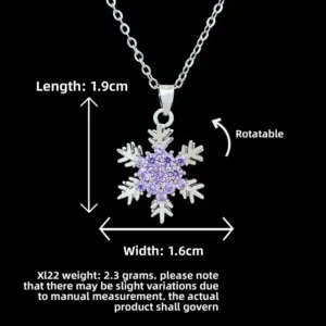 XL22 Rotating Purple Snowflake Necklace / Silver
