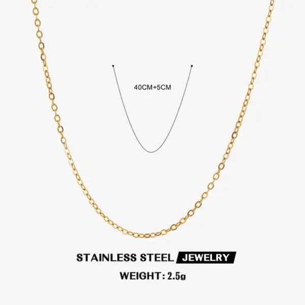Wholesale Ion Plating (IP) 18K Gold Plated Chain 304 Stainless Steel Simple Style Waterproof Non Tarnish 304 Stainless Steel Necklace