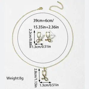 Wholesale Cute Vintage Style Simple Style Stethoscope Copper 18k Gold Plated Zircon Jewelry Set In Bulk