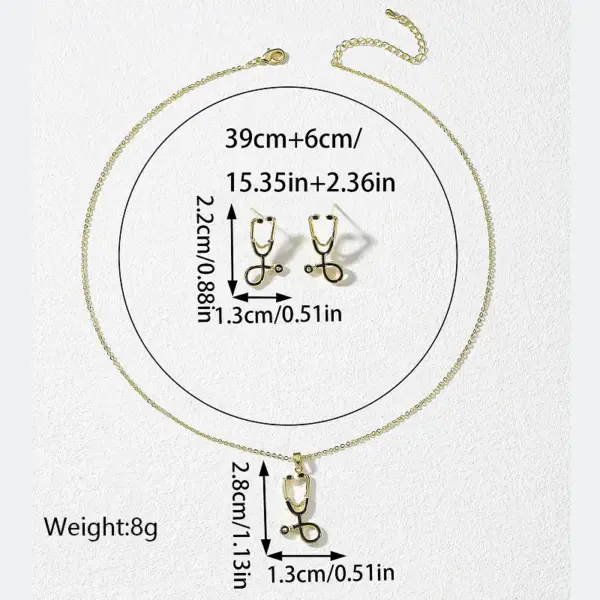 Wholesale Cute Vintage Style Simple Style Stethoscope Copper 18k Gold Plated Zircon Jewelry Set In Bulk