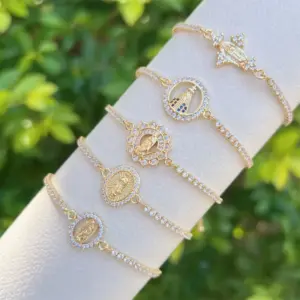 Wholesale Jewelry Elegant Luxurious Faith Virgin Mary Copper Bracelets