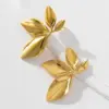Wholesale Real Gold Plated 316 Stainless Steel PVD Coated Leaf Dragonfly Basic Simple Style Classic Style Hoop Earrings For Women's