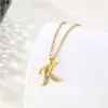 oly-6d50fac56aded3dea2fd050feb2c3973 Wholesale Water Plating Vacuum Real Gold Plated 18K Letter 304 Stainless Steel Titanium Fashion Waterproof Non Tarnish 201 Pendant Necklace