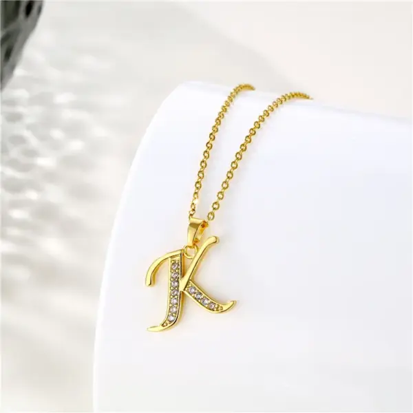 oly-6d50fac56aded3dea2fd050feb2c3973 Wholesale Water Plating Vacuum Real Gold Plated 18K Letter 304 Stainless Steel Titanium Fashion Waterproof Non Tarnish 201 Pendant Necklace