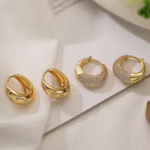 Wholesale 1 Pair Ig Style Simple Style Geometric Plating Inlay Copper Zircon 18k Gold Plated Earrings