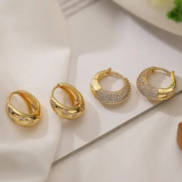 Wholesale 1 Pair Ig Style Simple Style Geometric Plating Inlay Copper Zircon 18k Gold Plated Earrings