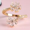 Wholesale Korean-style fashionable fairy-tale flower ring, exquisite high-quality simulated cubic zirconia open ring for women.