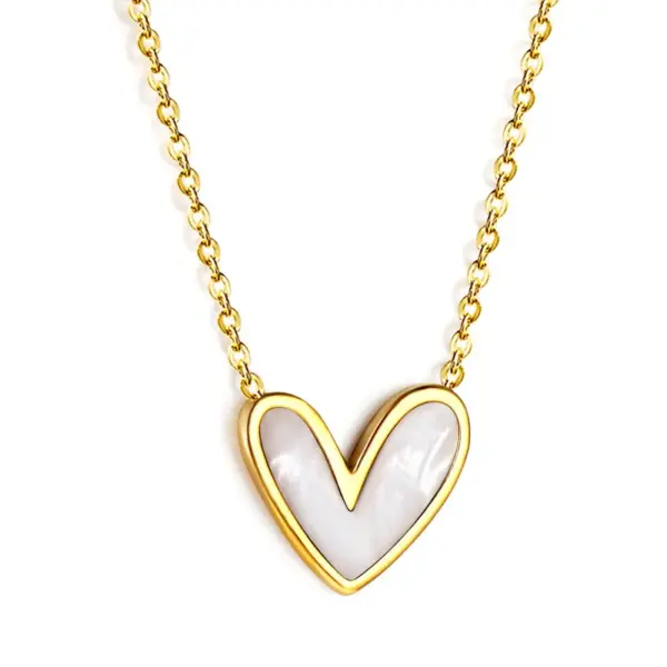 Wholesale Heart Shape Stainless Steel Titanium Steel Sweet Necklace