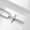 Wholesale Fashion Simple Frosted Cross Pendant Stainless Steel Necklace