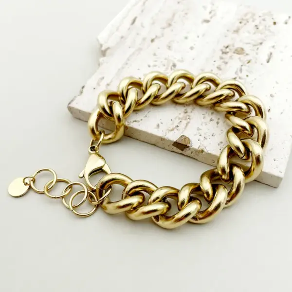 PVD Coated Real Gold Plated 14K Gold Solid Color 304 Stainless Steel Waterproof Non Tarnish 304 Stainless Steel Bracelets