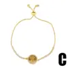 Copper Inlaid Zircon Geometric Artificial Gemstones Copper Bracelets
