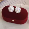 Wholesale Retro Simple Style Flower Alloy Enamel Inlay Pearl Women's Ear Studs