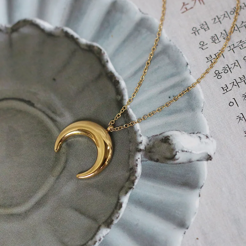 Wholesale PVD Coated Real Gold Plated 18K Gold 304 Stainless Steel Fashion Waterproof Non Tarnish 304 Stainless Steel Necklace