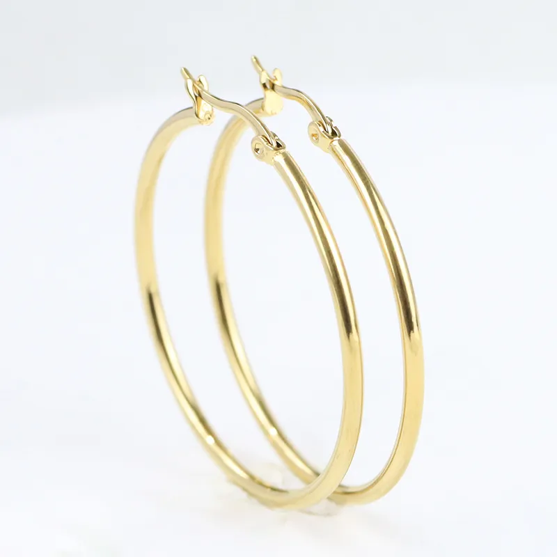 Wholesale Simple Style Round Titanium Steel Plating Earrings 1 Pair