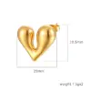 Wholesale 304 Stainless Steel Heart Shape Electroplated Golden Plated Simple Style Waterproof Non Tarnish Plating Ear Studs