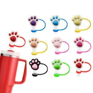 Wholesale Paw print straw sle straw cap silicone dust cap plug cartoon straw decorative products