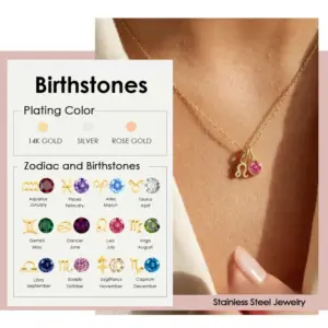 Wholesale Jewelry Simple Style Geometric Round 201 Stainless Steel Rhinestones Birthstone Gold Plated Plating Inlay Pendant Necklace