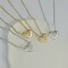 Wholesale 304 Stainless Steel Ferroalloy Heart Shape PVD Coated Stone-Free 18K Real Gold Plated Simple Style Waterproof Non Tarnish Plating Necklace