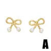 Wholesale 1 Pair Modern Style Simple Style Rabbit Flower Bow Knot Plating Inlay Copper Pearl Zircon 18k Gold Plated Ear Studs