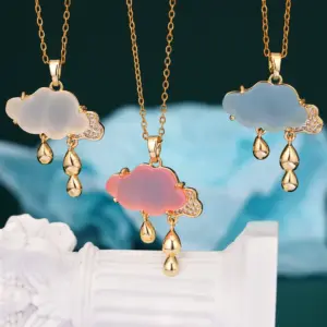 Wholesale 304 Stainless Steel Copper Clouds Pendant Necklace