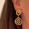 PVD Coated Real Gold Plated 18K Gold Spiral Stripe 304 Stainless Steel Simple Style Waterproof Non Tarnish Drop Earrings