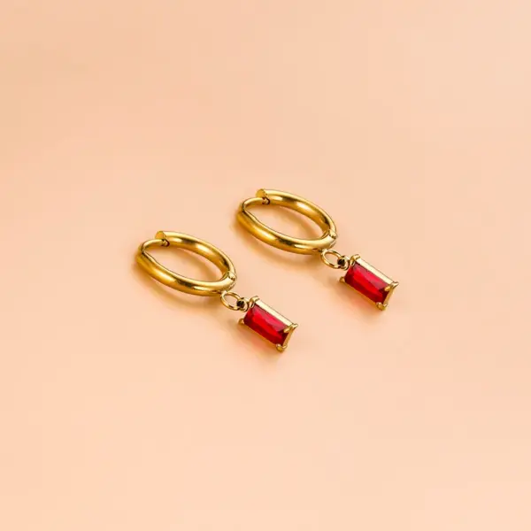 1 Pair Simple Style Geometric Rectangle Gold Plated 304 Stainless Steel Zircon Stainless Steel Earrings