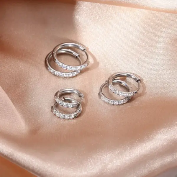 Stainless Steel Diamond Embedded Round Wire Ear Cuff Unisex Fashion Earrings New Style Zirconium Ring For Men And Women