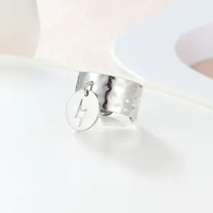 Wholesale 304 Stainless Steel Lightning PVD Coated 14K Gold Plated 18K Gold Plated Simple Style Classic Style Waterproof Non Tarnish Gold Silver Charm Rings