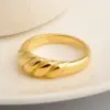 PVD Coated Real Gold Plated Waves Stainless Steel Simple Style Waterproof Non Tarnish Rings