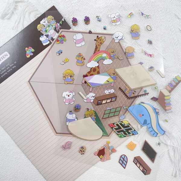 Wholesale Puppy Kindergarten Landscaping Stickers 3D Microscopic World Fun Cartoon DIY Handbook Decompression Stickers Available for