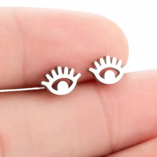 Wholesale PVD Coated Real Gold Plated Eye Metal Fashion Waterproof Non Tarnish Ear Studs