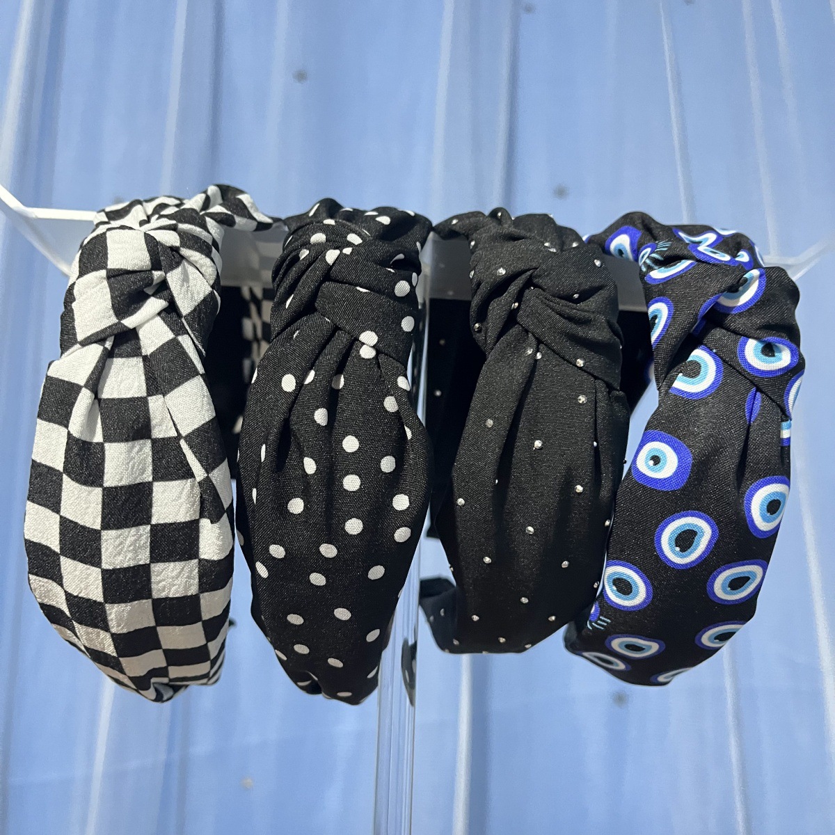 Wholesale lka Dot Bow Headband for Women, Retro Square f, Wide-Brimmed High Headband
