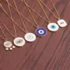 Wholesale Yiwu Foreign Trade Copper Zircon Ornament Wholesale European And American Copper Plated Real Gold Love Fatima Devil's Eye Necklace