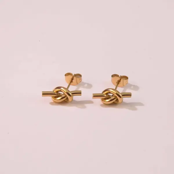 Wholesale 304 Stainless Steel Plastic Knot Ion Plating (IP) 18K Gold Plated Cute Classic Style Waterproof Non Tarnish Multicolor-Golden Yellow Ear Studs