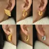 304 Stainless Steel Triangle Croissant Rhombus PVD Coated 18K Real Gold Plated 18K Gold Elegant Vintage Style Waterproof Non Tarnish Pleated Gold Silver Ear Studs