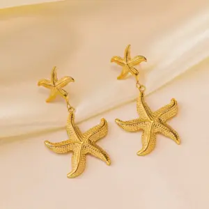 Qyg379 Starfish Earrings / Gold