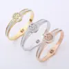 304 Stainless Steel Life Tree PVD Coated Artificial Rhinestones 18K Gold Plated Classic Style Rose Gold Gold Sier Bangle
