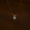 304 Stainless Steel Heart Shape Flower Butterfly PVD Coated Zircon Abalone Shell 18K Gold Plated Simple Style Commute Inlay Gold Pendant Necklace
