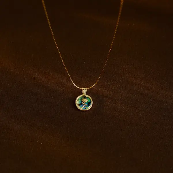 304 Stainless Steel Heart Shape Flower Butterfly PVD Coated Zircon Abalone Shell 18K Gold Plated Simple Style Commute Inlay Gold Pendant Necklace