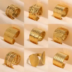 Wholesale Ins Cold Style Irregular Line Stainless Steel Open Ring Women's Niche Overlapping Index Finger Ring Accessories