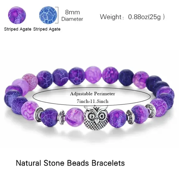 Retro Stripe Cat Owl Agate Agate Bracelets In Bulk