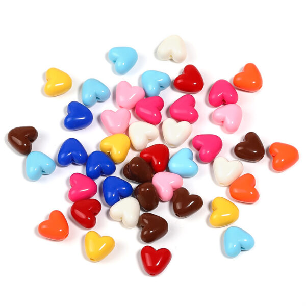 Wholesale Acrylic Real Color Love Beads Multicolor Peach Heart Vertical Hole Beads