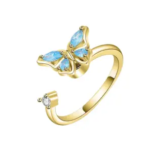Yellow Gold (Blue Diamond) / Adjustable Opening