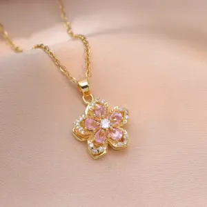 X2985 Pink Bauhinia Necklace
