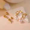 Wholesale 304 Stainless Steel Plastic Knot Ion Plating (IP) 18K Gold Plated Cute Classic Style Waterproof Non Tarnish Multicolor-Golden Yellow Ear Studs