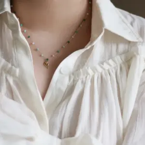 Wholesale PVD Coated Real Gold Plated 18K Gold 304 Stainless Steel Waterproof Non Tarnish 304 Stainless Steel Necklace