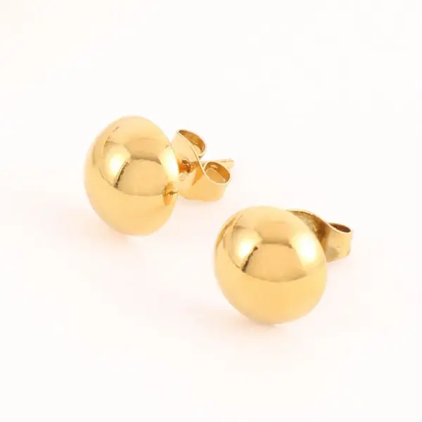 PVD Coated 18K Gold Plated Round Stainless Steel Elegant Cute Waterproof Non Tarnish Ear Studs