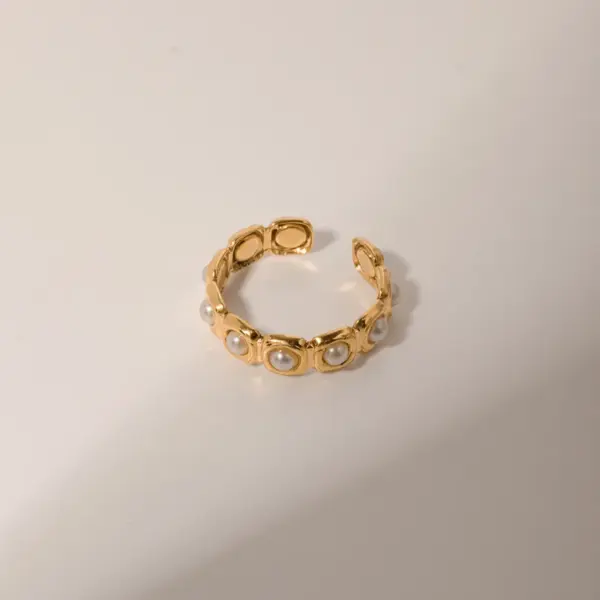 PVD Coated Real Gold Plated Geometric 304 Stainless Steel IG Style Waterproof Non Tarnish Open Rings