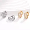 Wholesale 1 Pair Simple Style Geometric Plating Hollow Out Inlay Copper Zircon K Gold Plated Rhodium Plated Earrings