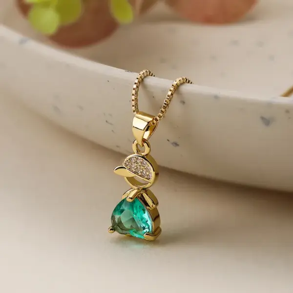 Wholesale Simple Style Commute Geometric Copper 18k Gold Plated Zircon Pendant Necklace In Bulk